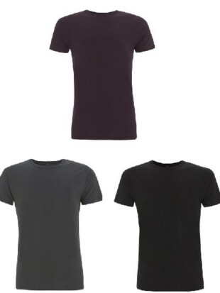 3-pack T-shirt bamboe, aubergine mix - CONTINENTAL CLOTHING