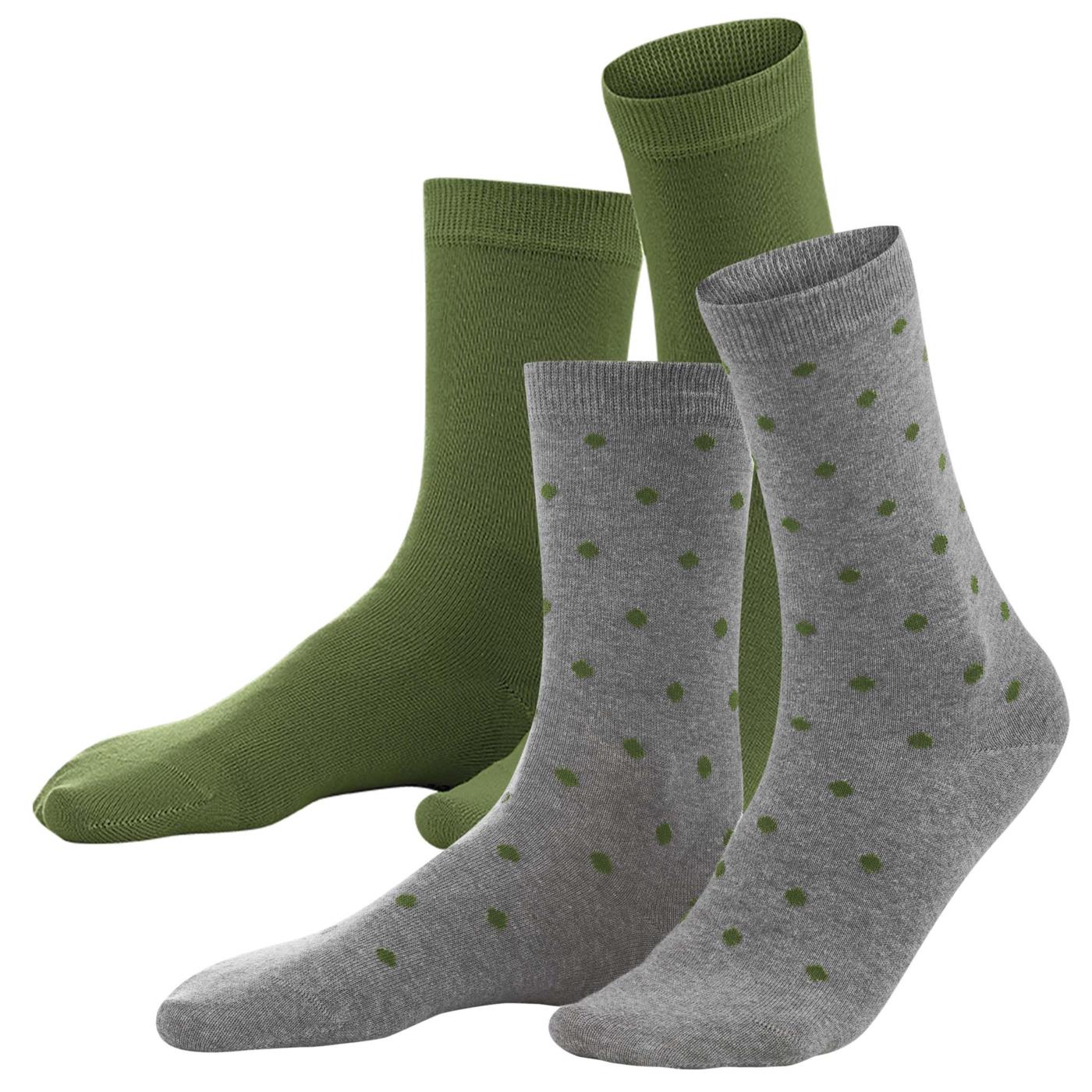 Medic strijd gras 2-pack sokken bio katoen, effen/stippen olijfgroen - LIVING CRAFTS - Meer  dan Mooi