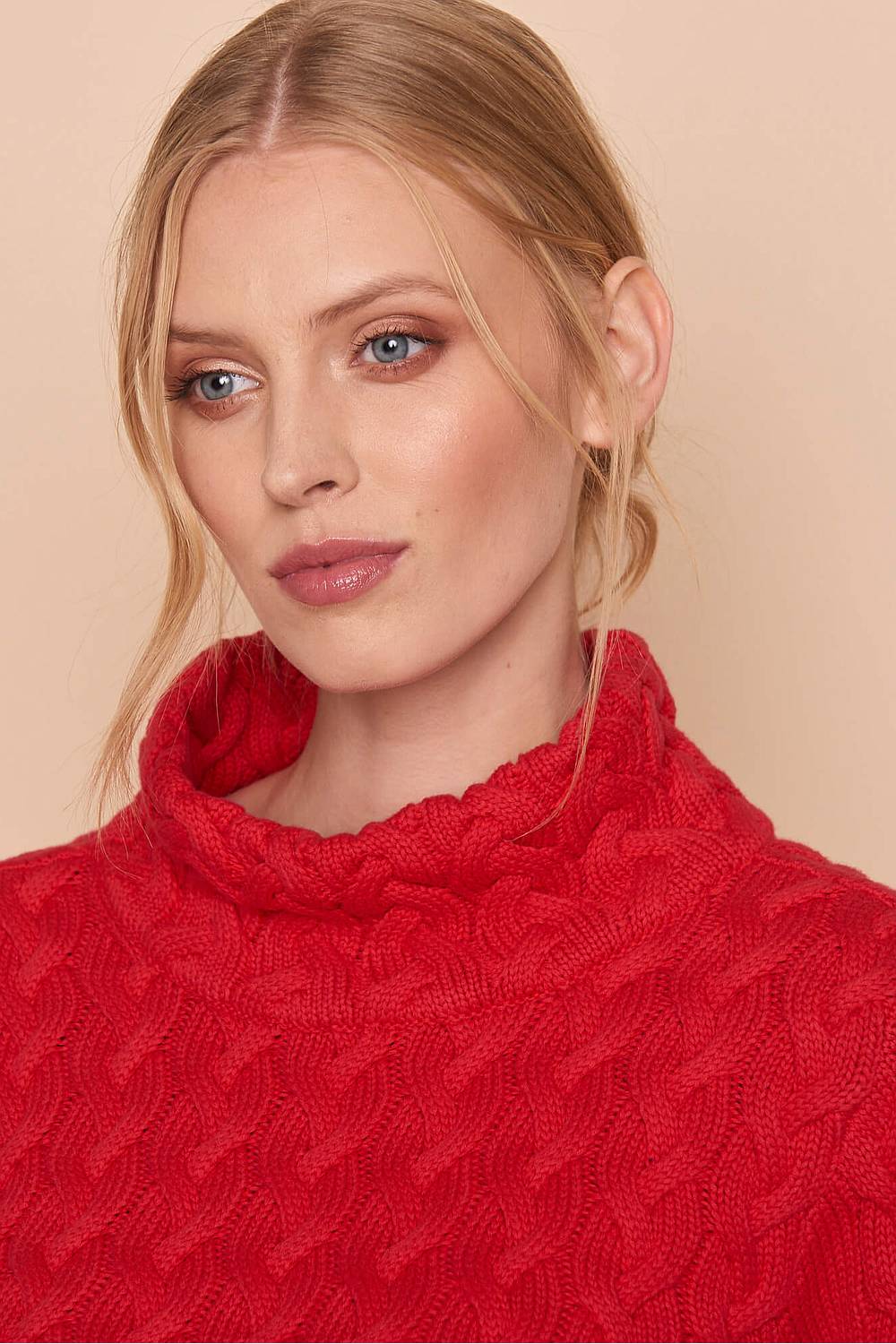 Kleding Dameskleding Sweaters Pullovers Biologisch katoenen kabeltrui in rijk rood 