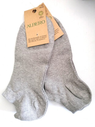 2-pack enkelsokken bio katoen, grijs - ALBERO NATUR