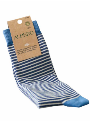 Sokken bio katoen, streepjes blauw - ALBERO NATUR