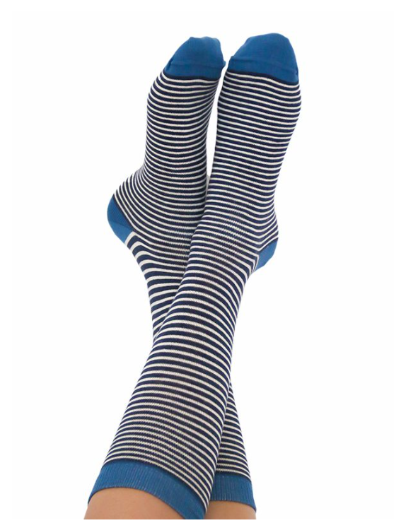 spoel Luxe Armoedig Sokken bio katoen, streepjes blauw - ALBERO - Meer dan Mooi