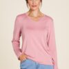 Shirt tencel Tranquillo - lange mouwen V-hals oudroze 2