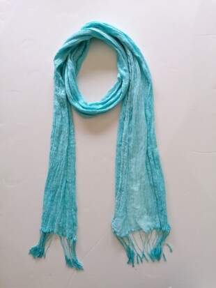 Sjaal crinkle bamboe/zijde, hemelsblauw