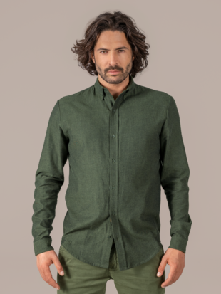 Overhemd bio flanel, donkergroen - LIVING CRAFTS