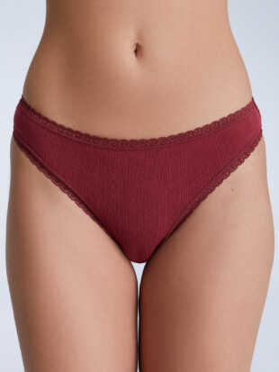 Slipje biokatoen zonder elasthane, jacquard robijnrood - ALBERO NATUR