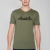 Shirt bio katoen Greenbomb - v-hals mountain logo peak olijfgroen