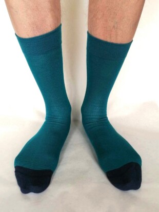 Sokken bamboe, petrol met blauwe tip - DORIS & DUDE