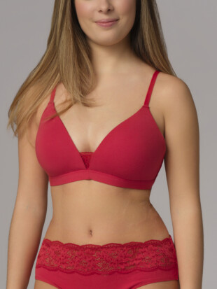 Beha bio katoen, softcup kantlaagje triangle cranberry - COMAZO