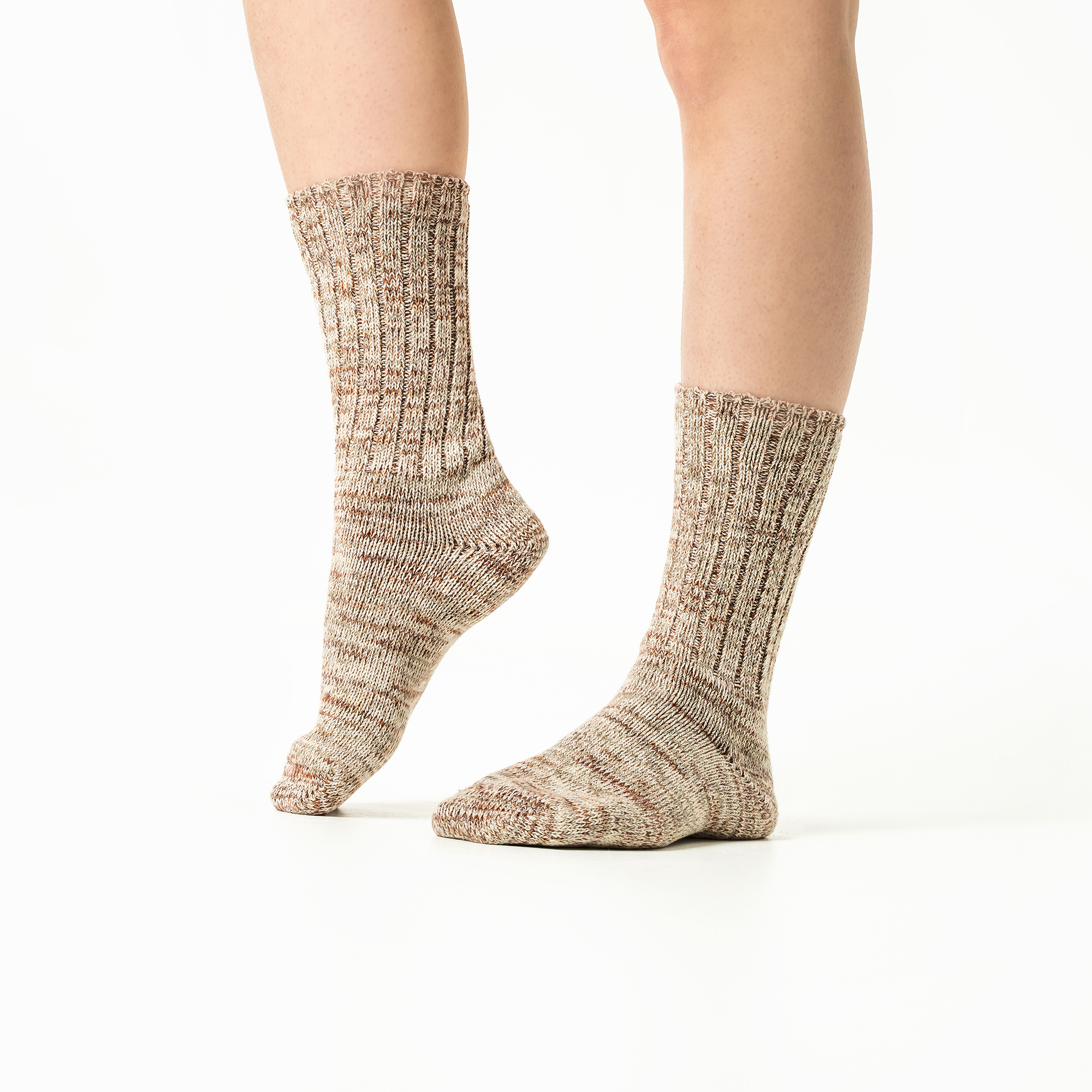 Dikke sokken bio katoen Living Crafts - bruin mix