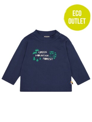 Kindershirt bio katoen, lange mouw "mountain" blauw - LOUD & PROUD