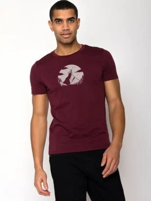 T-shirt bio katoen, clouds ride aubergine - GREENBOMB