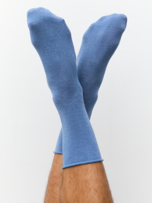 Sokken bio katoen, rolrandje jeans melange - ALBERO NATUR