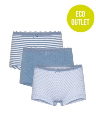 3-pack meisjesheupslips bio katoen, blauw - COMAZO