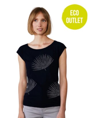 Shirt bamboe, palmbladeren zwart - PAALA