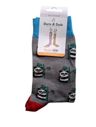 Sokken bamboe, panda's grijs - DORIS AND DUDE