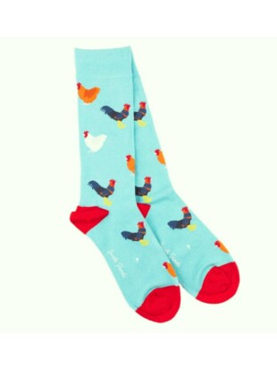 Sokken bamboe, hanen turquoise - SWOLE PANDA