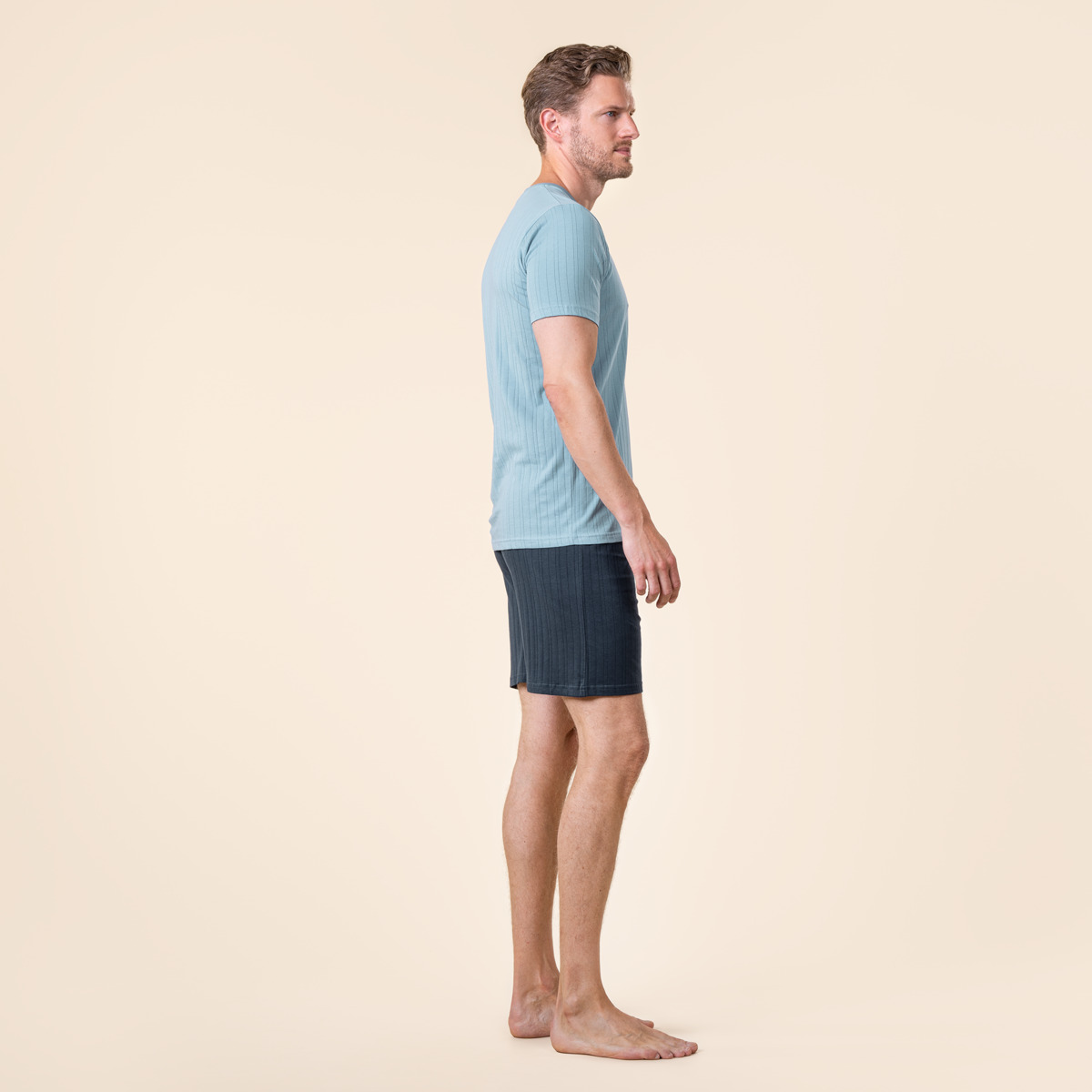 Herenshortama bio katoen, blue dusk/blauw - LIVING CRAFTS