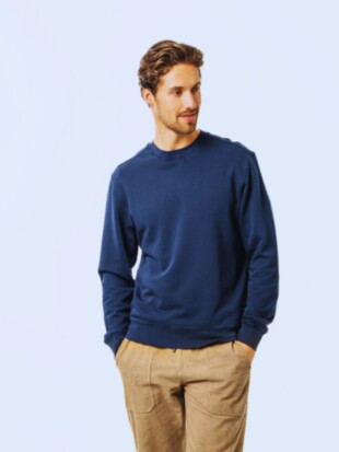 Sweater bio katoen, donkerblauw - LIVING CRAFTS
