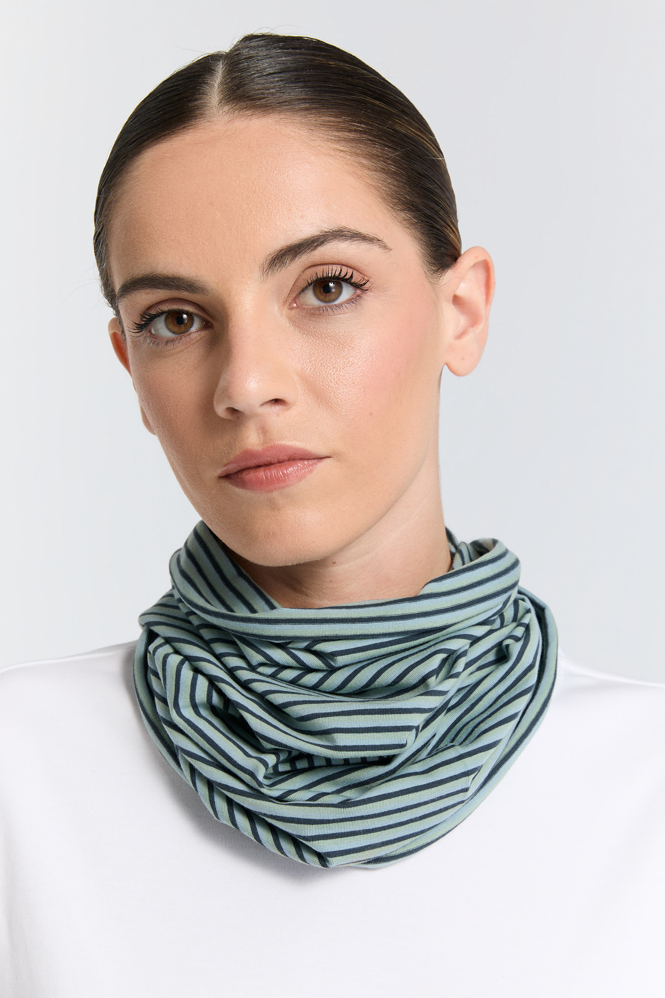 Colsjaal bio katoen, strepen dove blue - LEELA COTTON