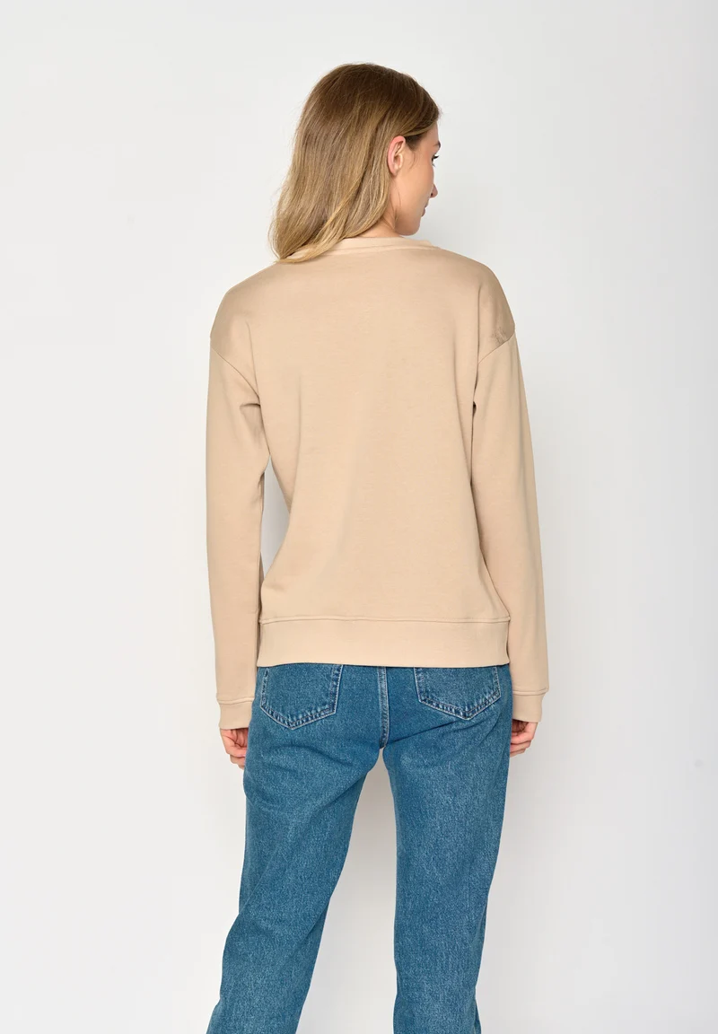 Damessweater bio katoen, keep it simple latte - GREENBOMB