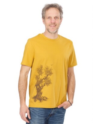 T-shirt bio katoen, olive tree oker - LIFE TREE
