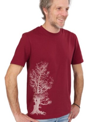 T-shirt bio katoen, pine tree bordeaux - LIFE TREE