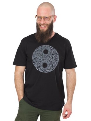 T-shirt bio katoen, yin yang zwart - LIFE TREE