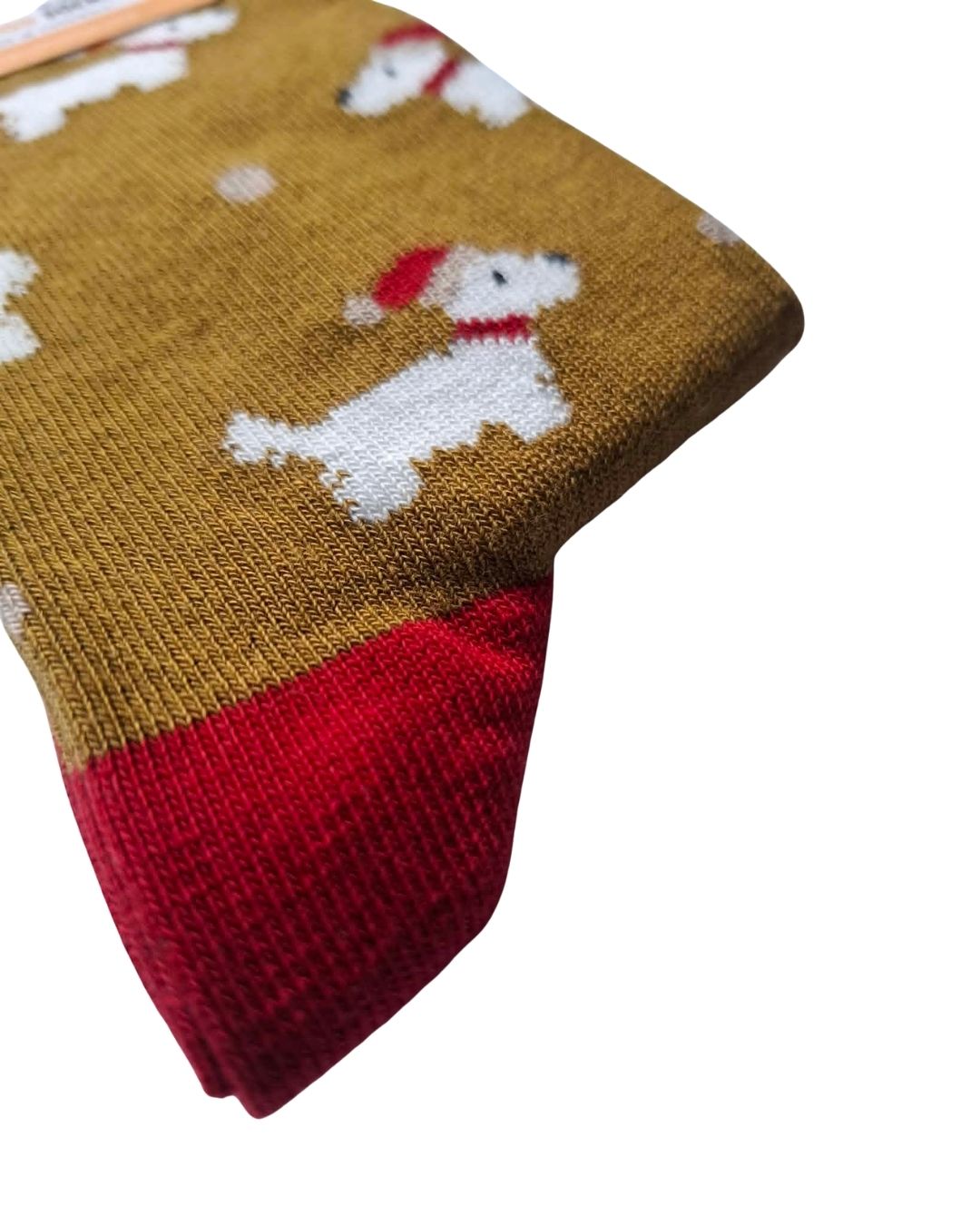 Sokken bamboe, westie kerstmuts oker - DORIS & DUDE