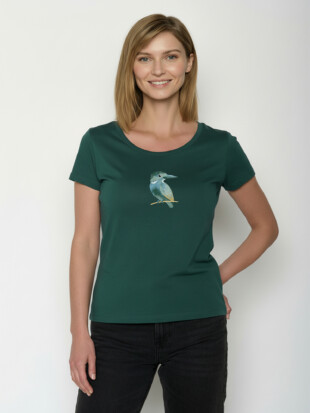 Damesshirt bio katoen, ijsvogel dennengroen - GREENBOMB