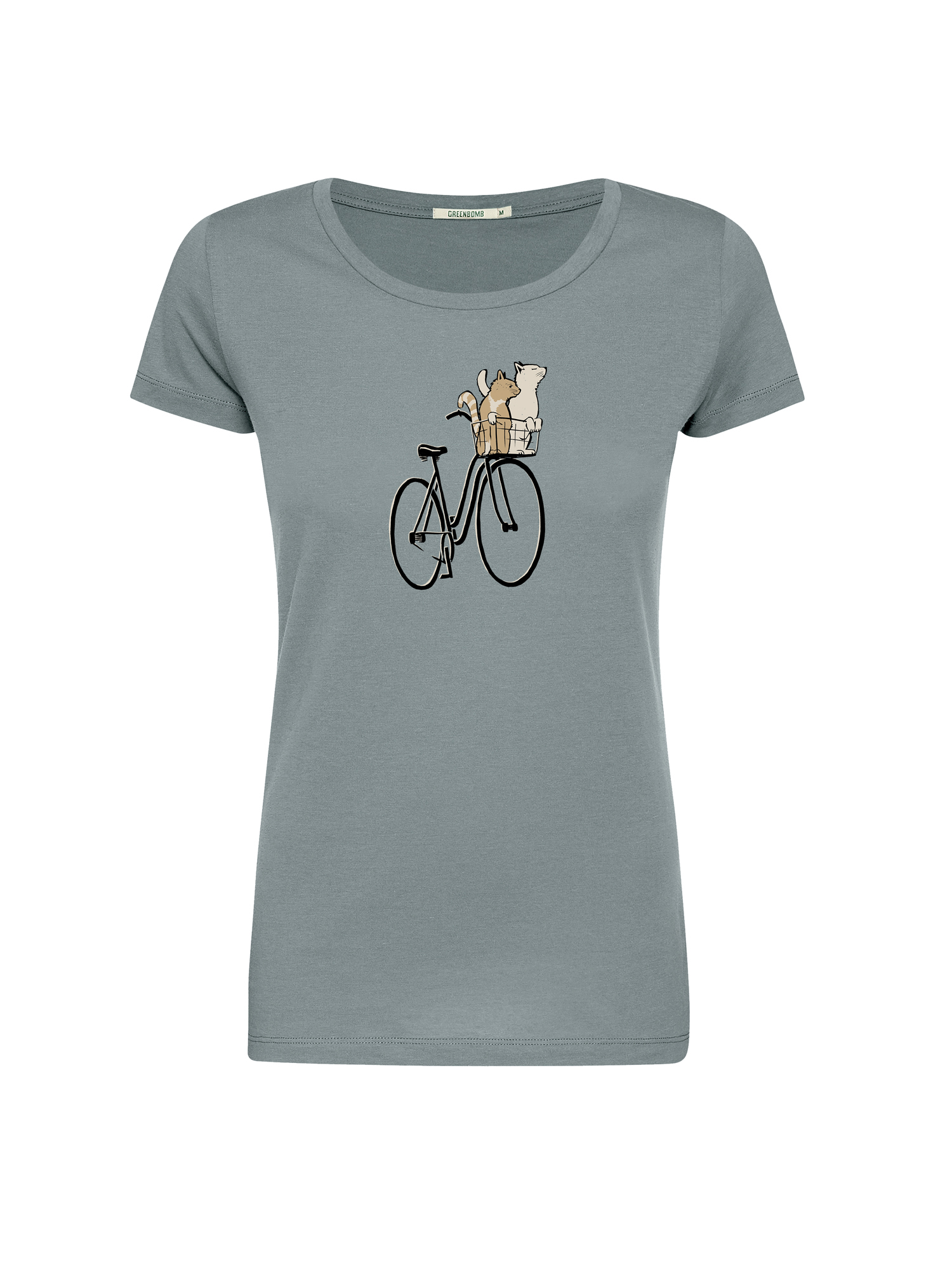 Damesshirt bio katoen, poezenmandje greyish blue - GREENBOMB