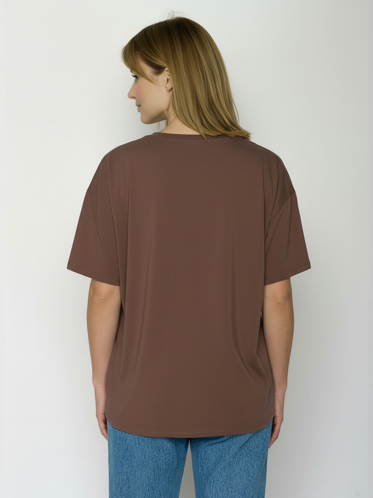 Damesshirt bio katoen oversized, poezenmandje bruin - GREENBOMB