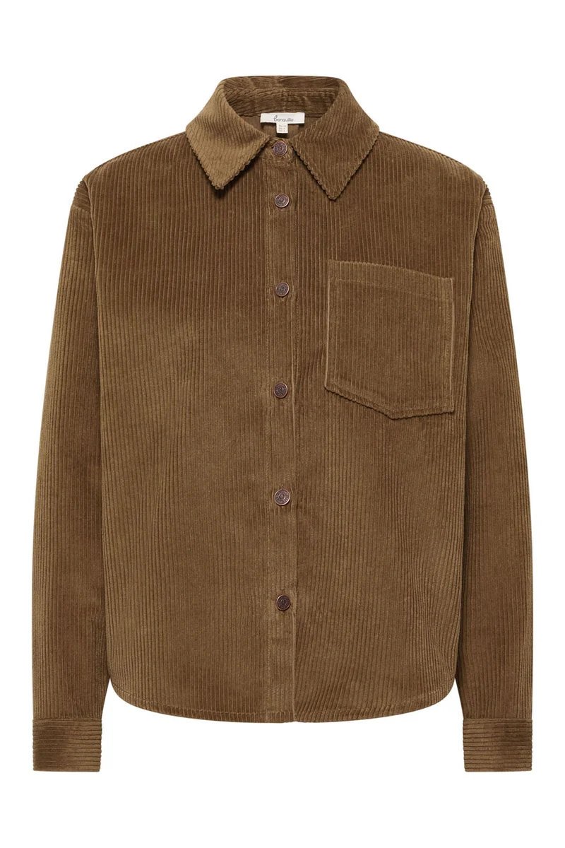 Oversized bloes bio ribfluweel, taupe - TRANQUILLO