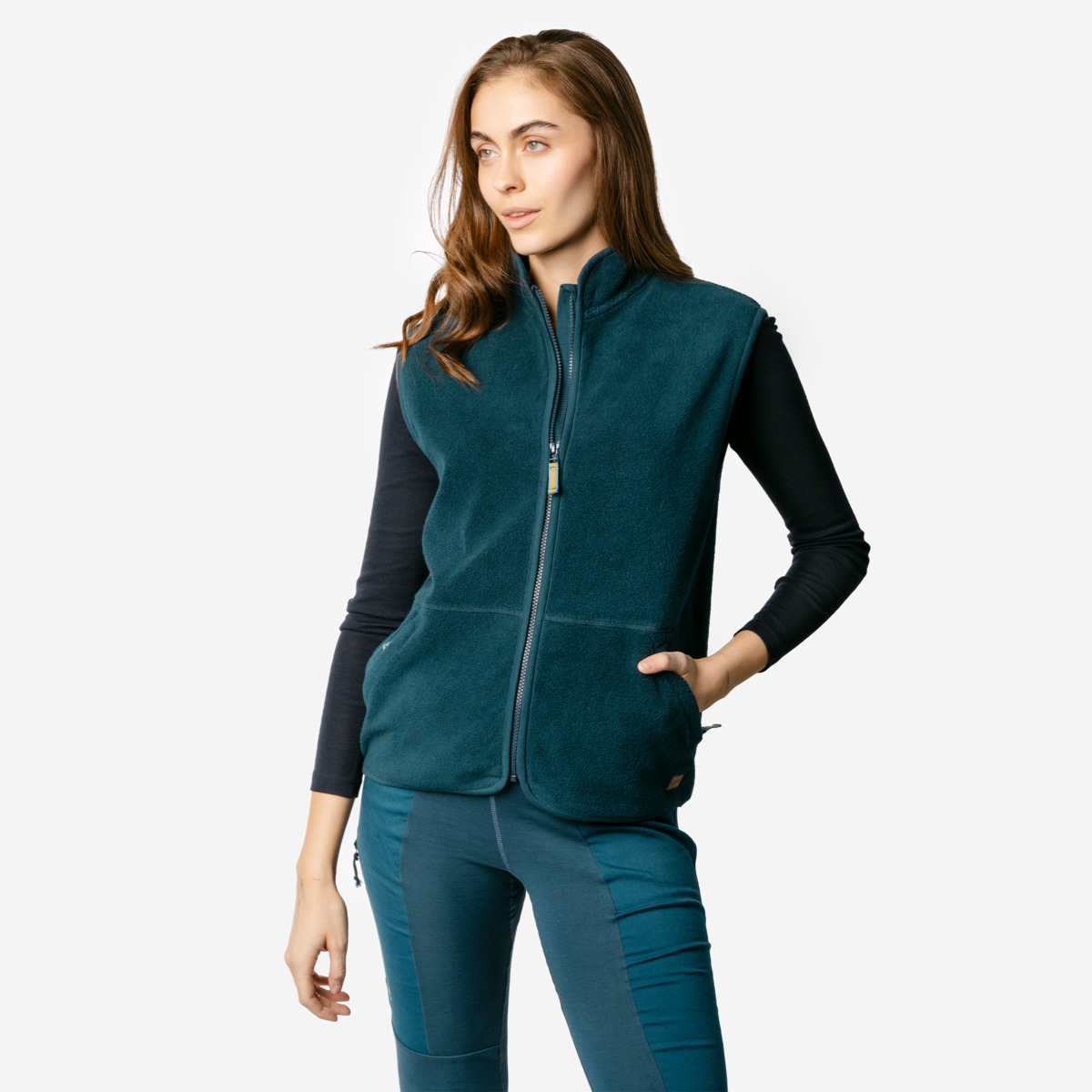 Bodywarmer bio fleece, petrol - LIVING CRAFTS