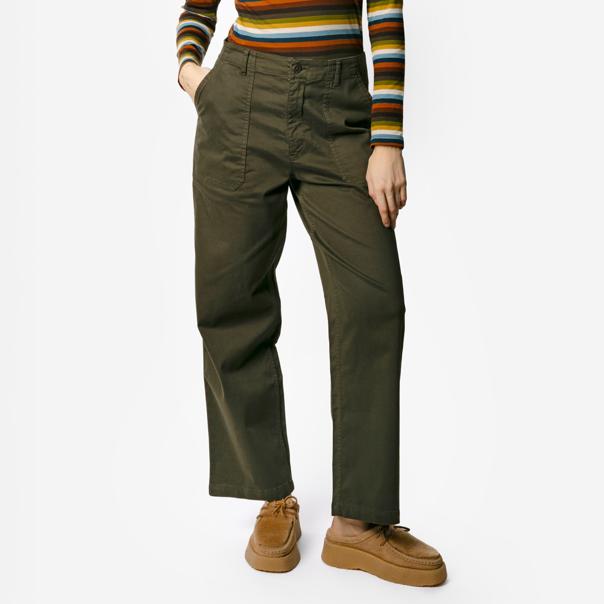 Broek bio katoen, kakigroen - LIVING CRAFTS