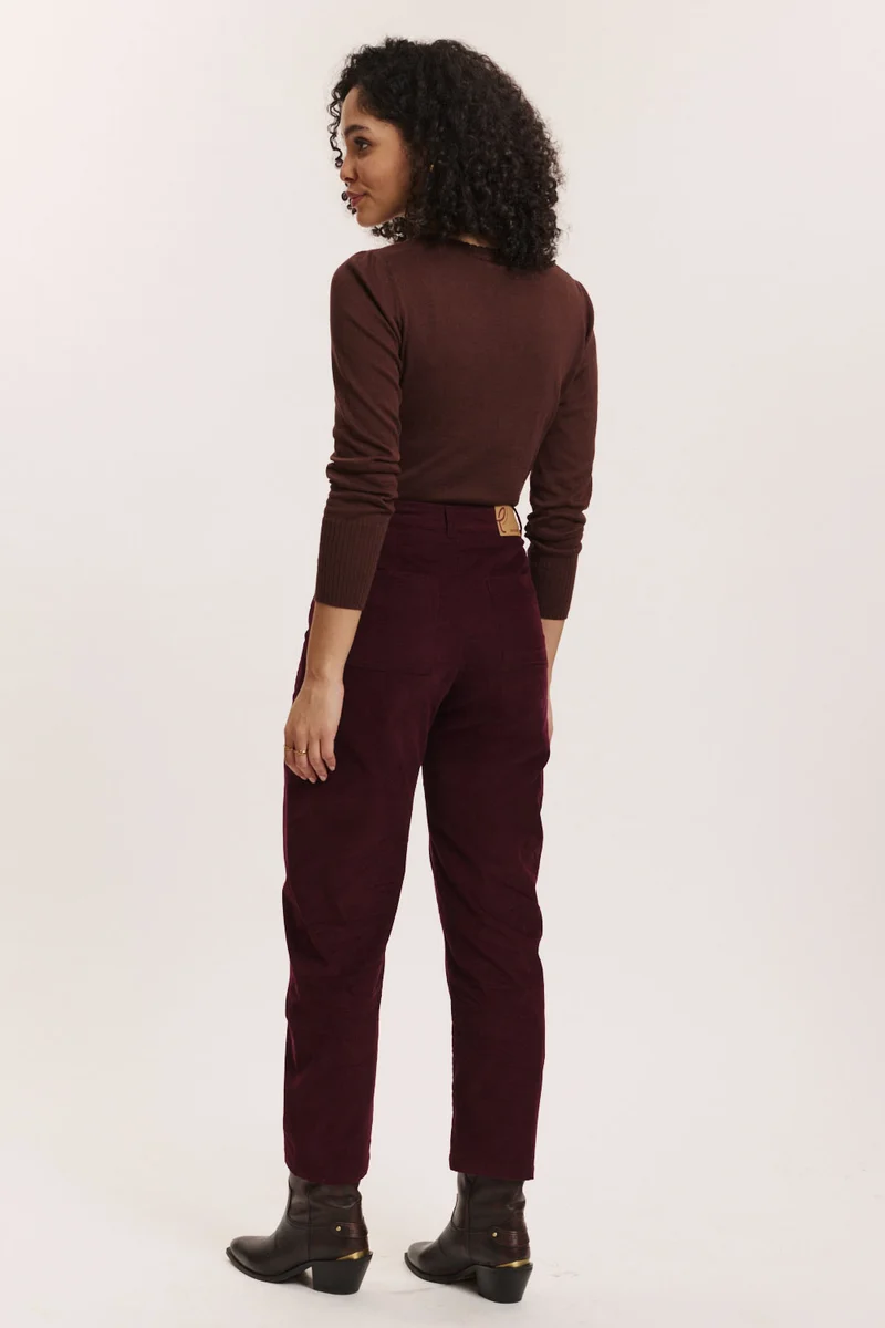 Broek bio fluweel, barrel bordeaux - TRANQUILLO