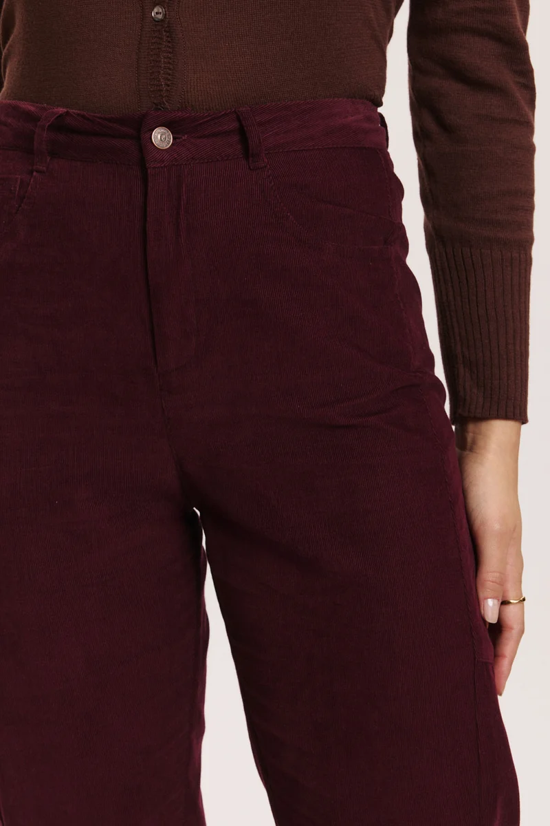 Broek bio fluweel, barrel bordeaux - TRANQUILLO