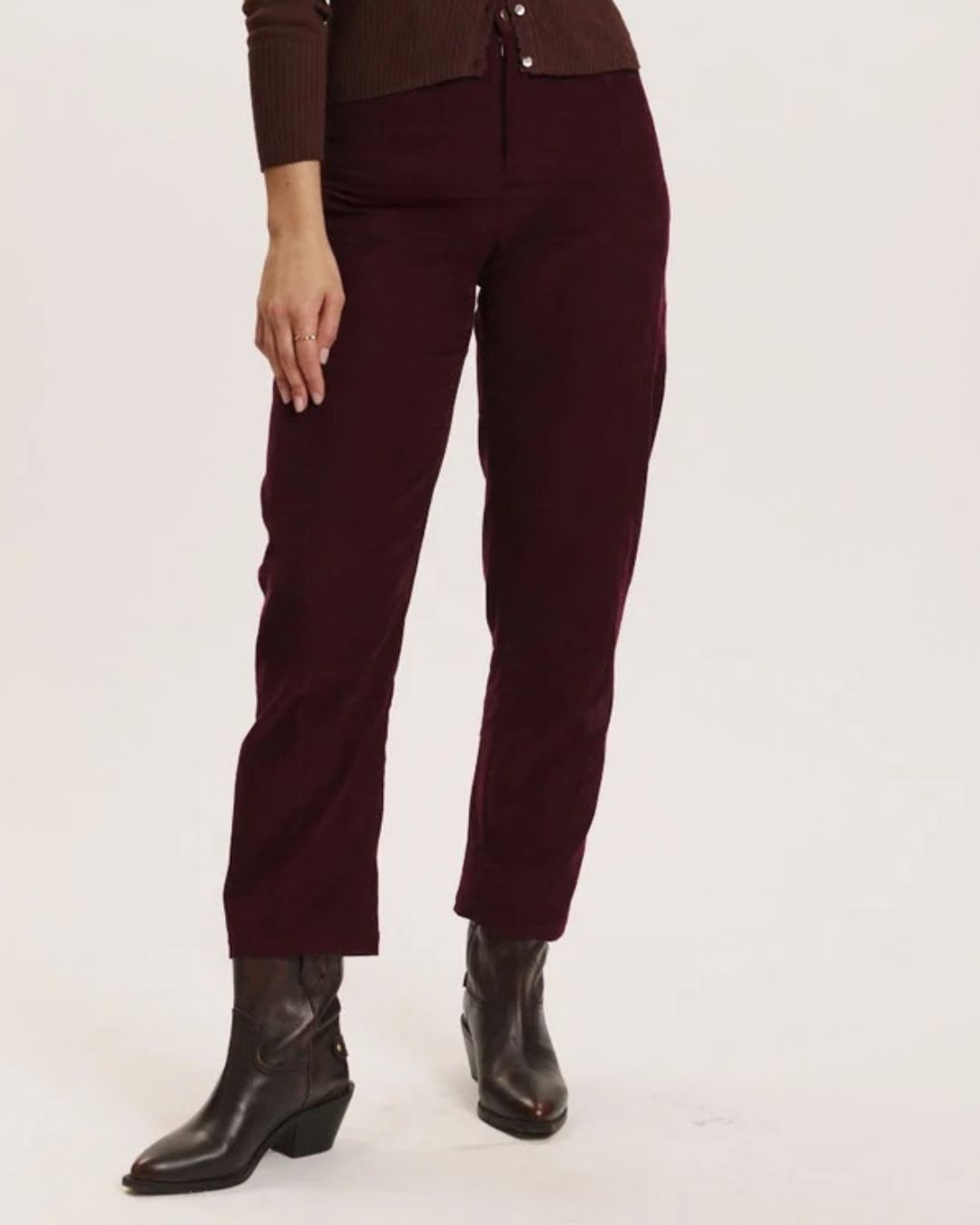 Broek bio fluweel, barrel bordeaux - TRANQUILLO