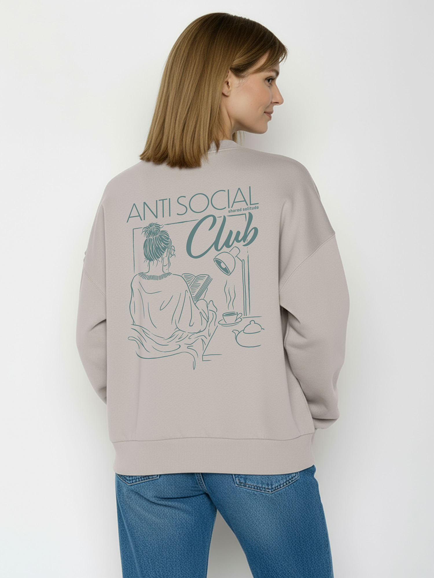Damessweater bio katoen, anti social club zand - GREENBOMB