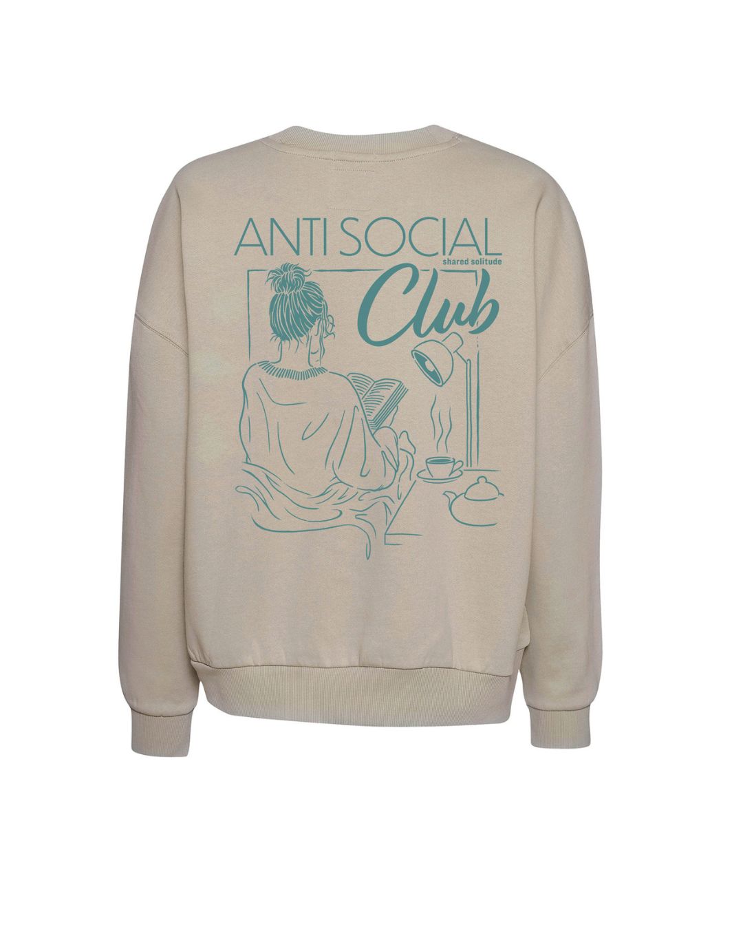 Damessweater bio katoen, anti social club zand - GREENBOMB
