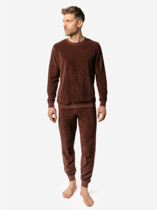 Herenpyjama bio badstof, chocoladebruin - LIVING CRAFTS
