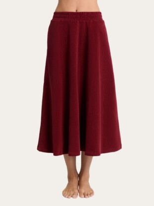 Rok bio ribfluweel, halflang bordeaux - LEELA COTTON