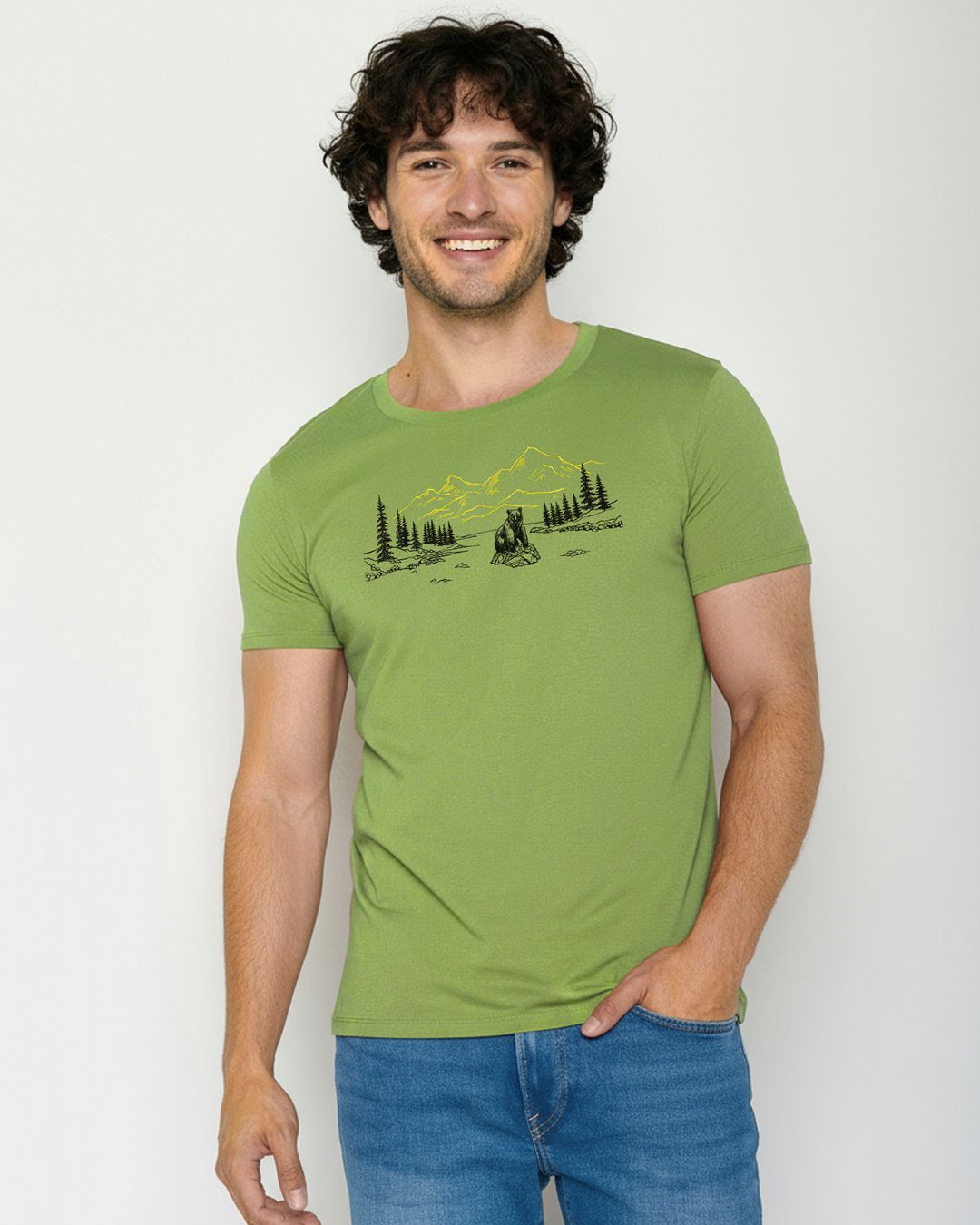 T-shirt bio katoen, beer varengroen - GREENBOMB