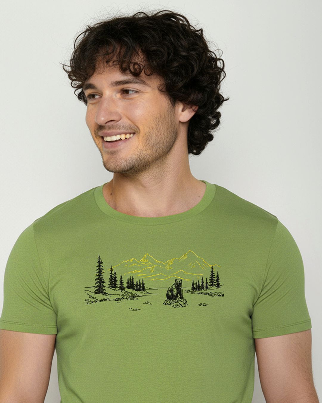 T-shirt bio katoen, beer varengroen - GREENBOMB