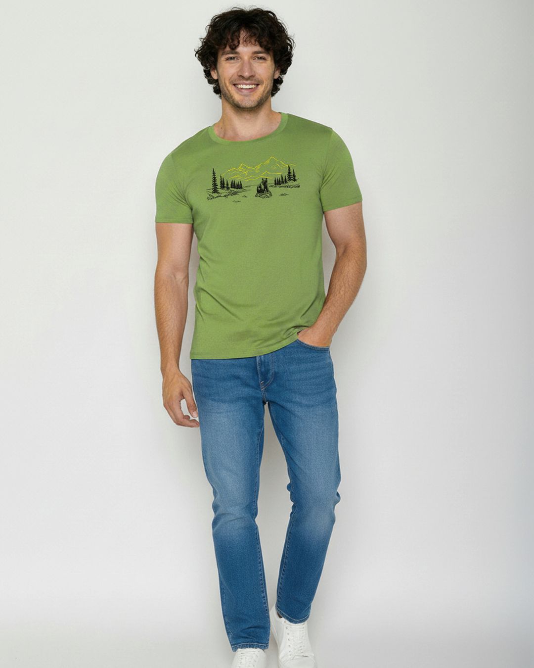 T-shirt bio katoen, beer varengroen - GREENBOMB