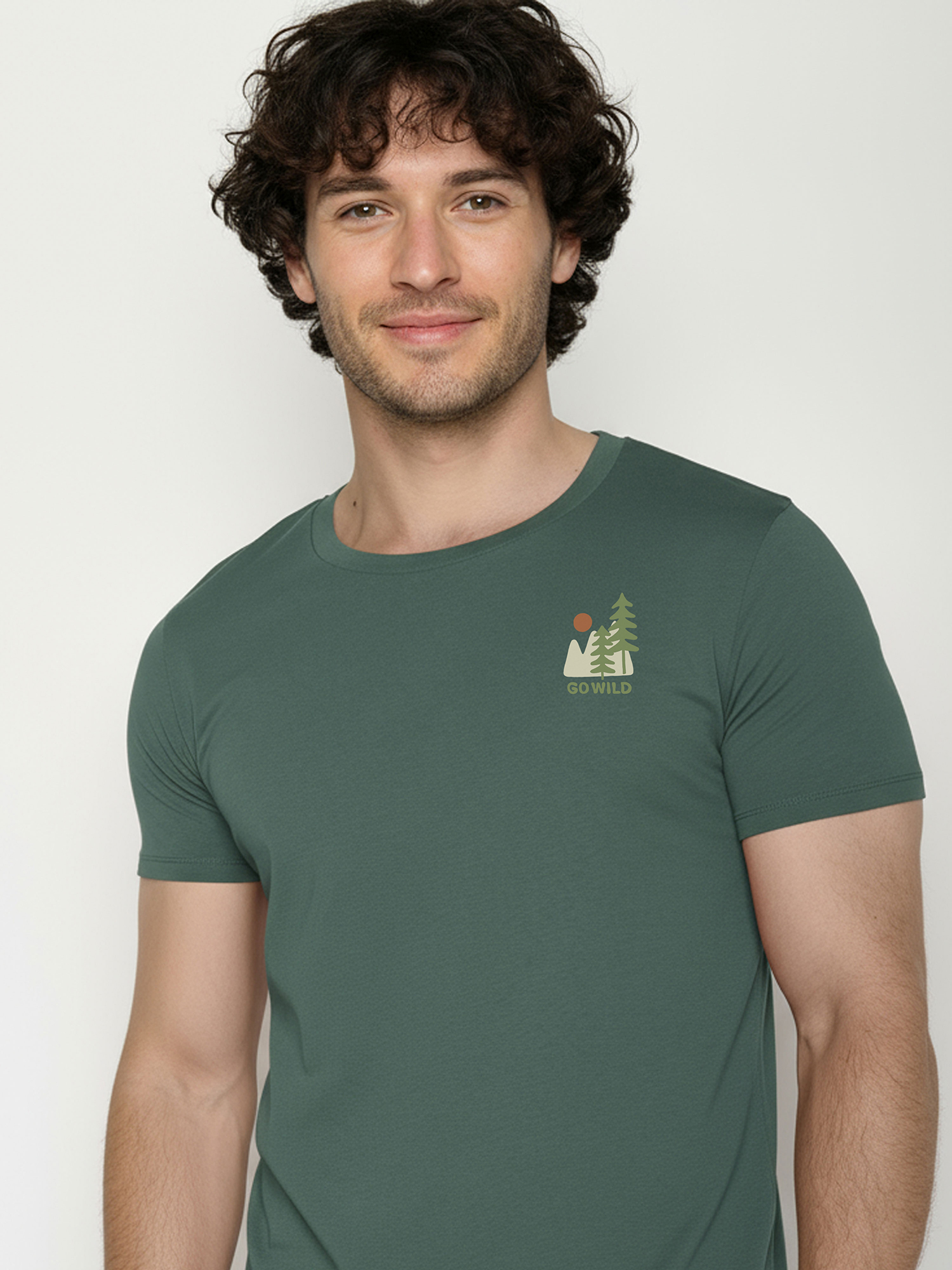T-shirt bio katoen, go wild groen - GREENBOMB