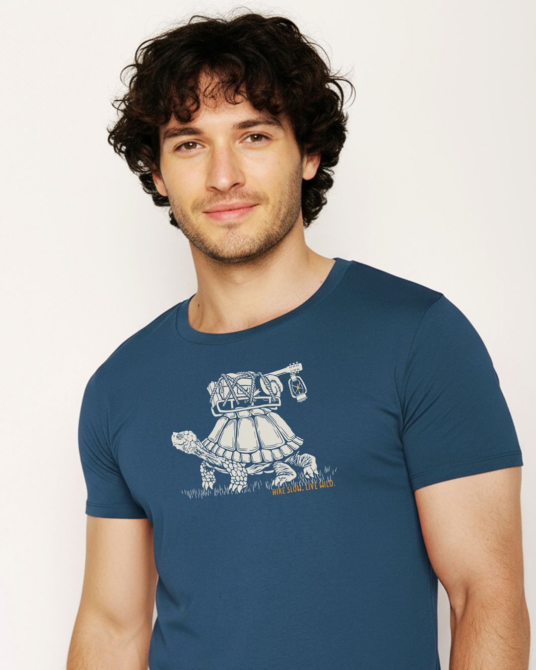 T-shirt bio katoen, schildpad petrol - GREENBOMB