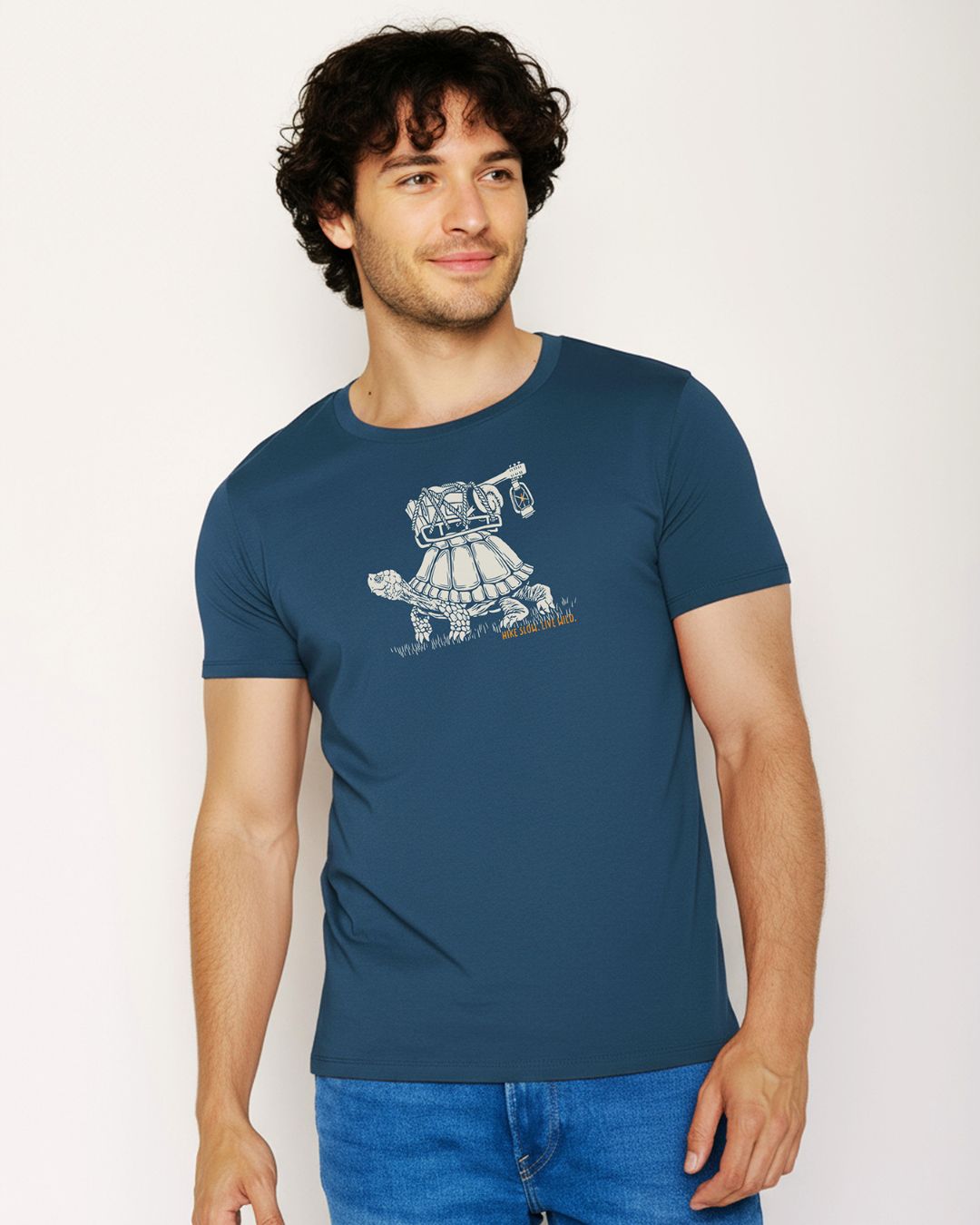 T-shirt bio katoen, schildpad petrol - GREENBOMB