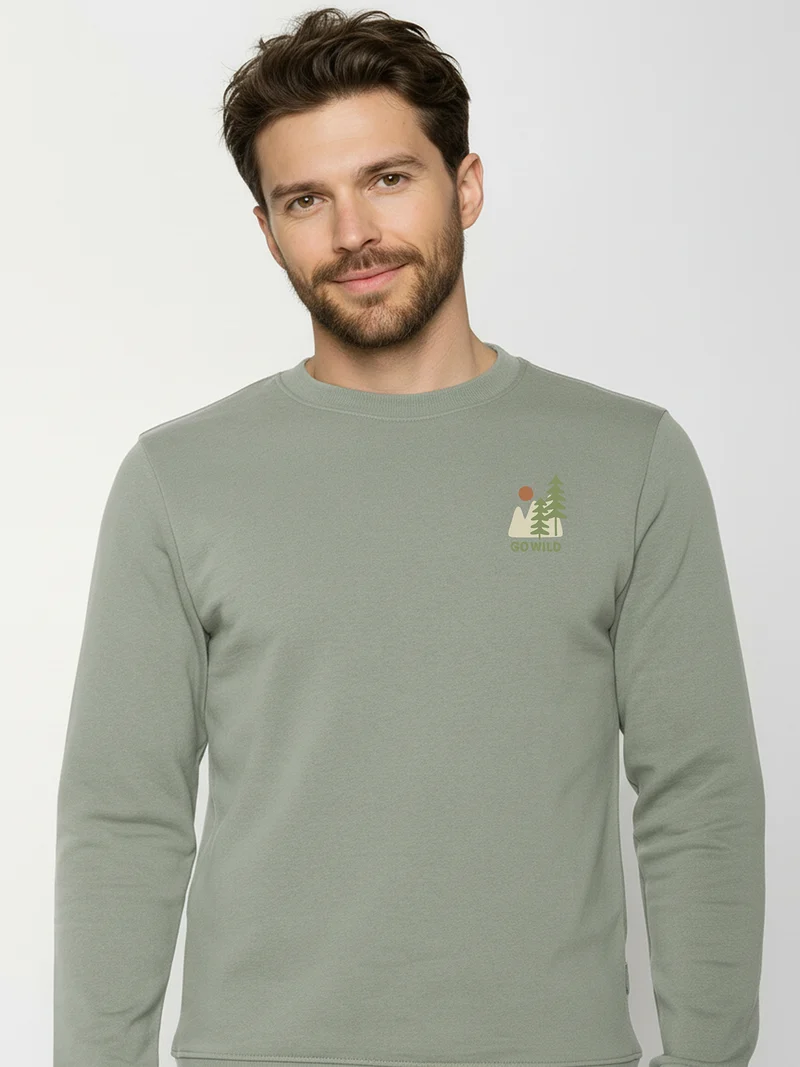 Sweater bio katoen, go wild zachtgroen - GREENBOMB