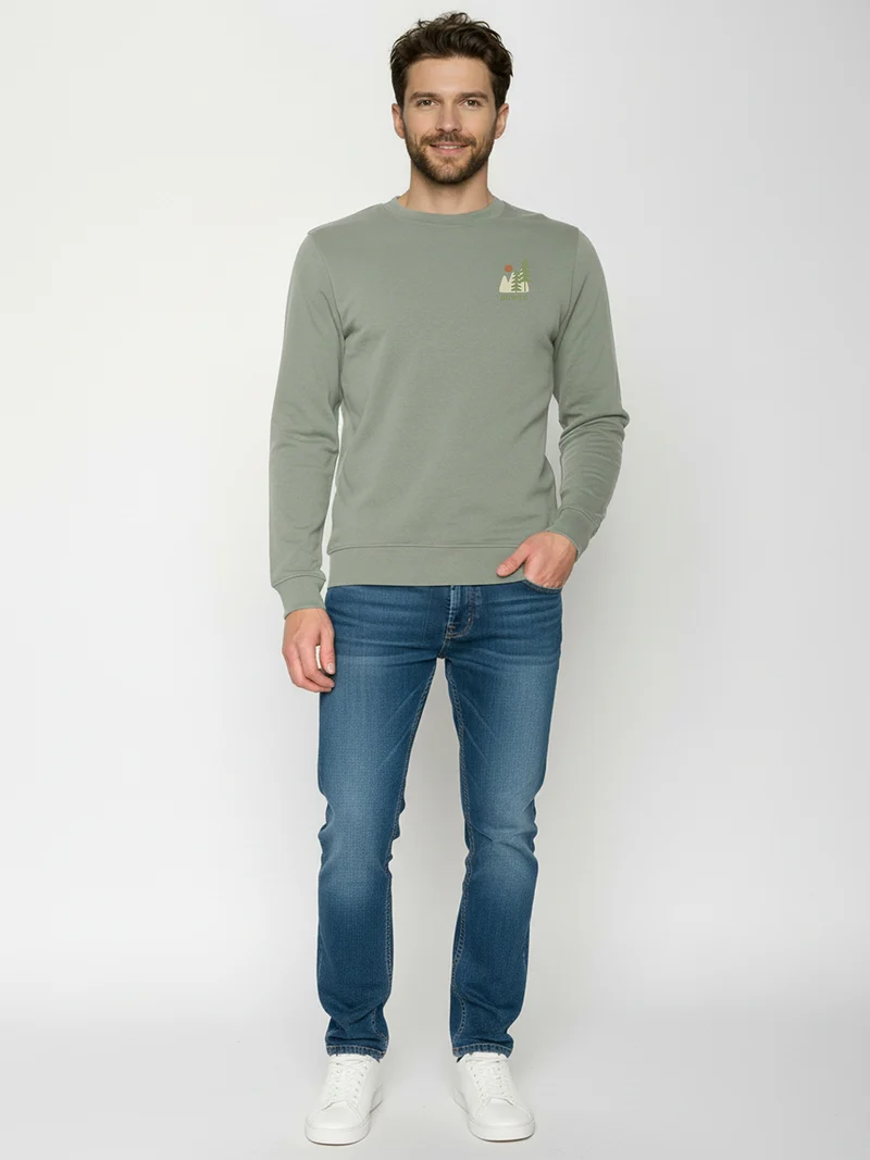 Sweater bio katoen, go wild zachtgroen - GREENBOMB